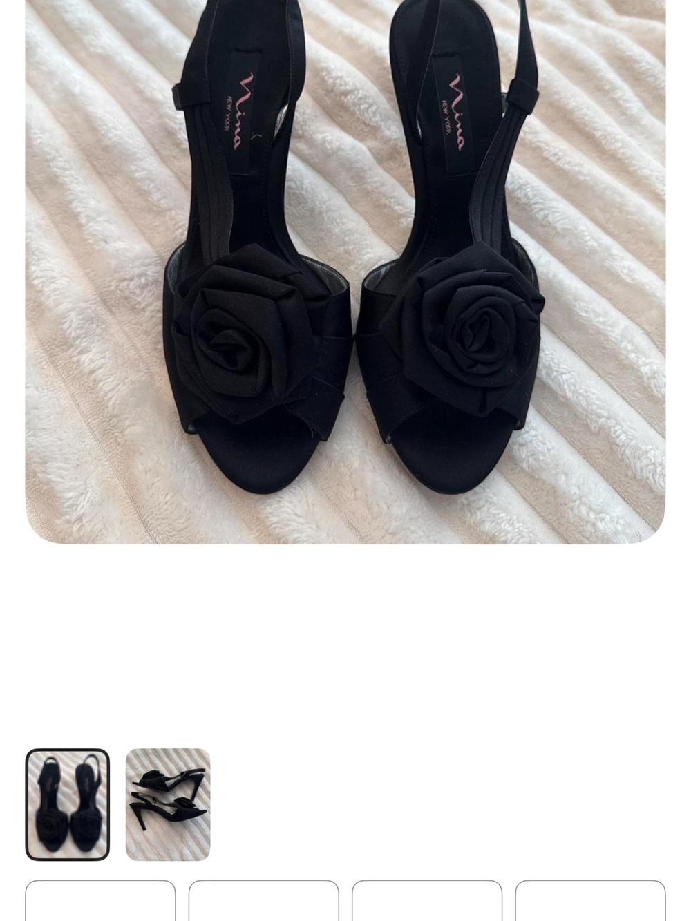 Nina Black Rose Applique Slingback Heels